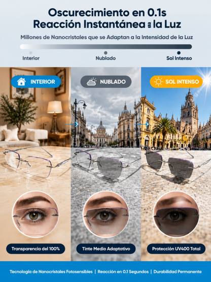 🔥👍Gafas Progresivas Fotocromáticas 3 en 1 Ultraligeras 22g– Enfoque Automático Cerca y Lejos De Lectura a Gafas de Sol al Instante