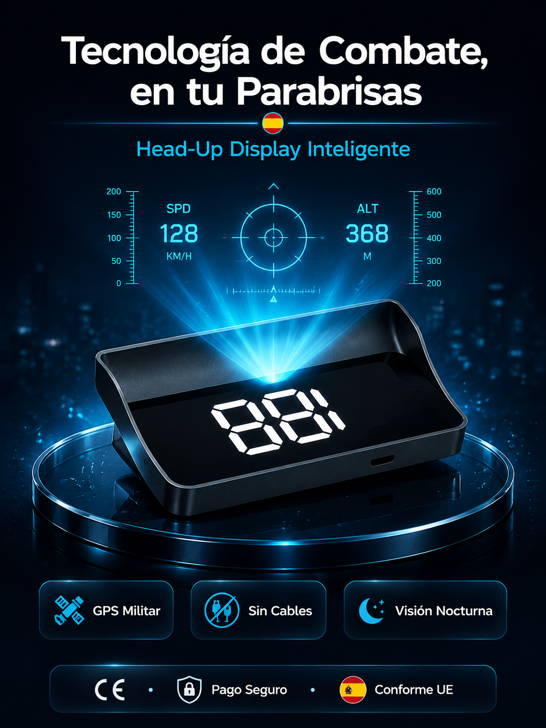 HUD Inteligente para Coche con Alerta de Radares - Instalación USB (50% Dto.)