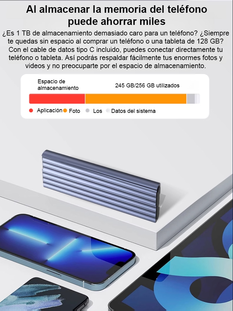 gran capacidad SSD portátil y mini con conexión Type-C
