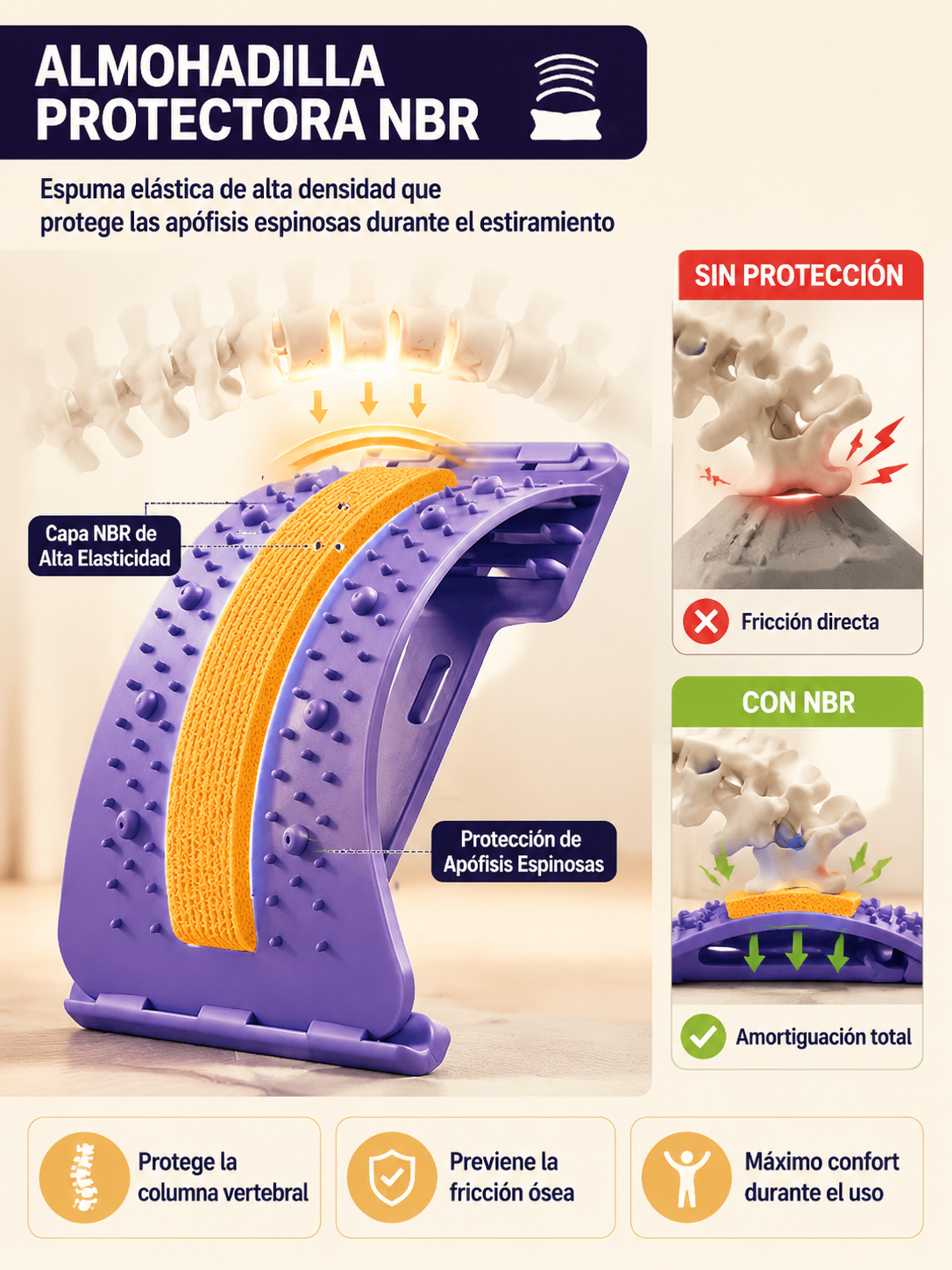 Estirador Lumbar 3 en 1 con Magnetoterapia (Soporta 150kg) - Terapia Magnética para Relajación Profunda