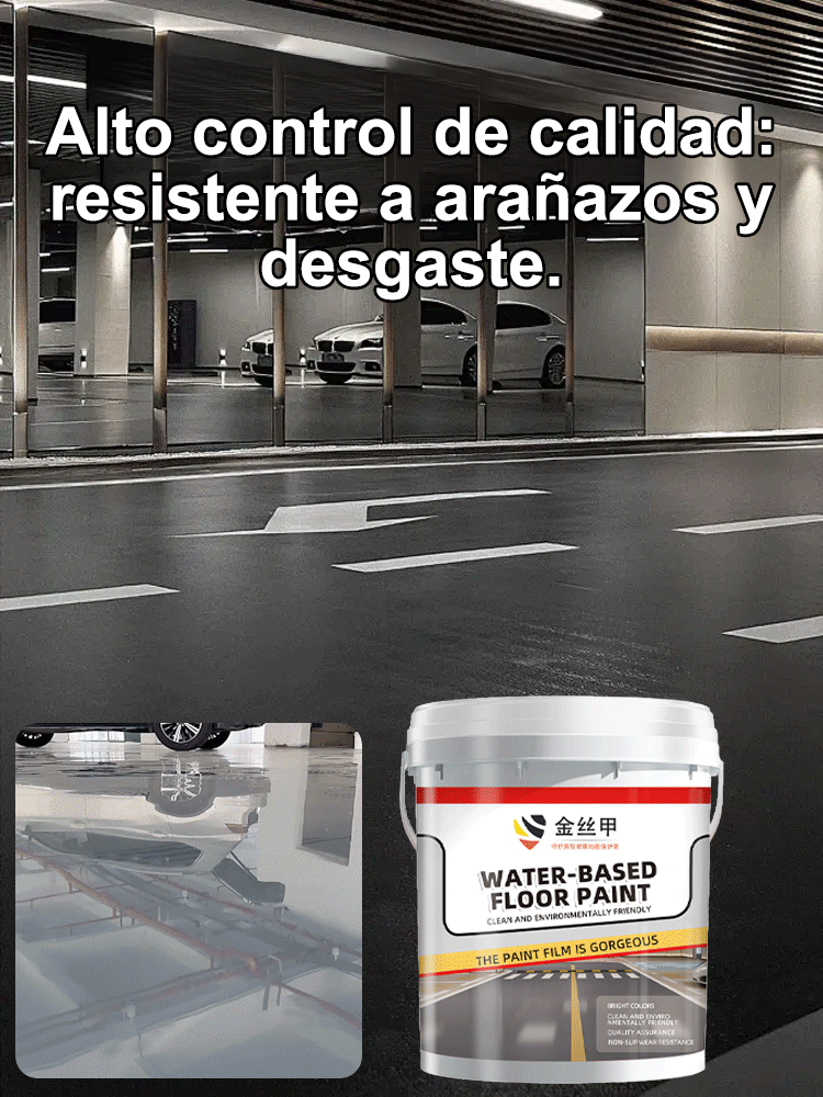 【Super resistente al desgaste】Pintura epoxi para suelos a base de agua con armadura de hilo dorado -