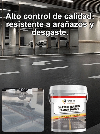 【Super resistente al desgaste】Pintura epoxi para suelos a base de agua con armadura de hilo dorado -