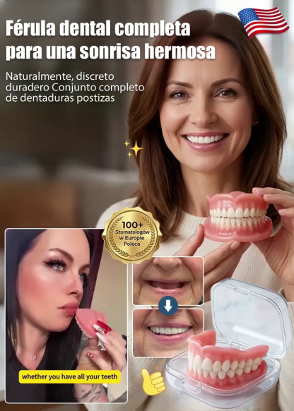 Conjunto completo de dentaduras postizas 【incluye caja de almacenamiento portátil】