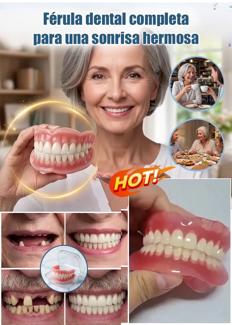 Conjunto completo de dentaduras postizas 【incluye caja de almacenamiento portátil】