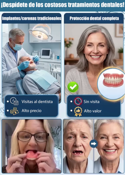 Conjunto completo de dentaduras postizas 【incluye caja de almacenamiento portátil】