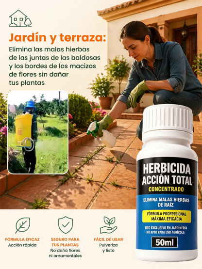 Elimina la maleza todo el año con 1 sola aplicación. Pequeño ayudante de plantas de jardinería