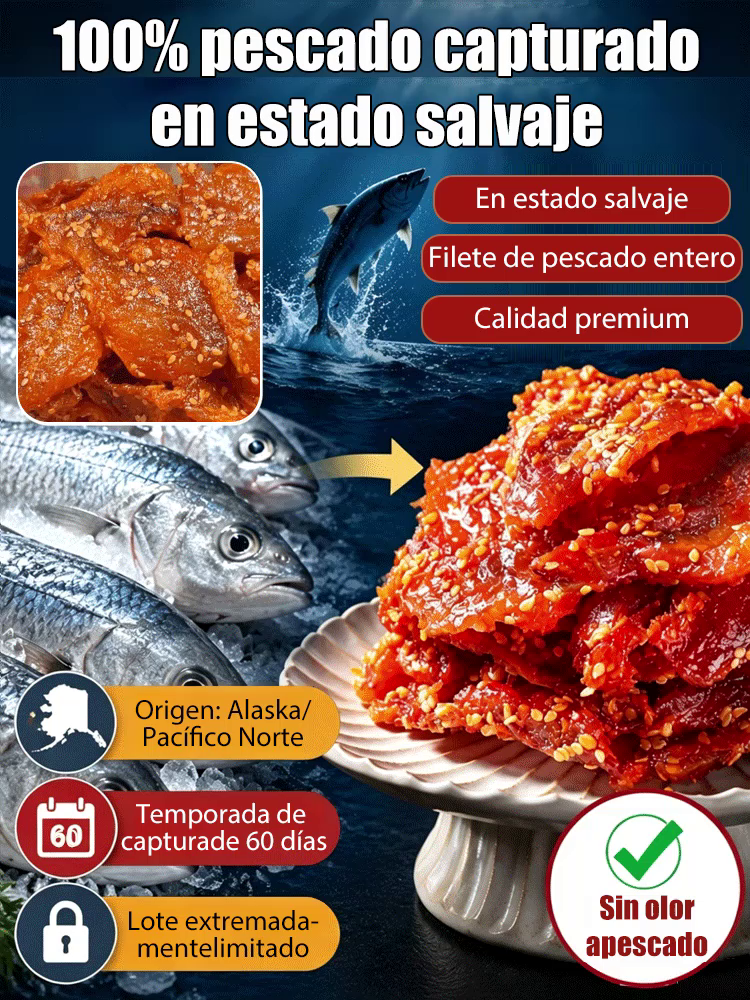 Jerky de Pescado con Miel y Sésamo - Sin Grasas Trans y Alto en Proteínas (50% Dto.)