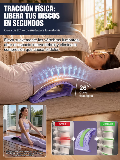 Estirador Lumbar 3 en 1 con Magnetoterapia (Soporta 150kg) - Terapia Magnética para Relajación Profunda