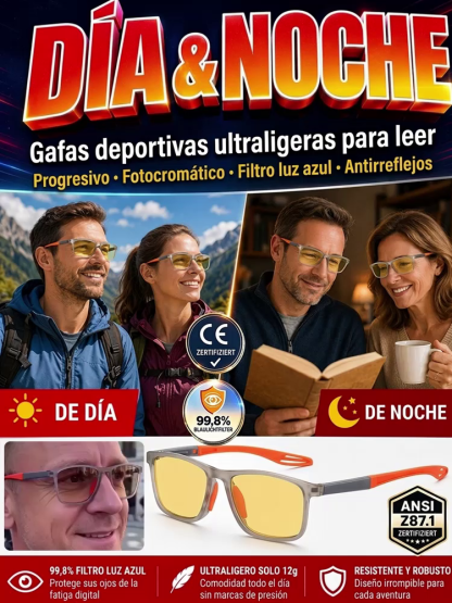 Gafas Inteligentes de Zoom Automático | Ultraligeras, Anti Luz Azul, Uso Día y Noche