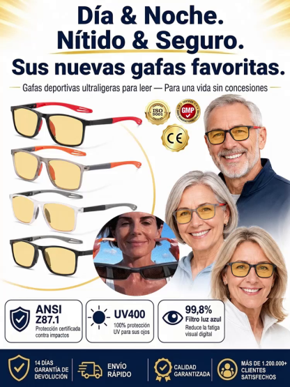 Gafas Inteligentes de Zoom Automático | Ultraligeras, Anti Luz Azul, Uso Día y Noche