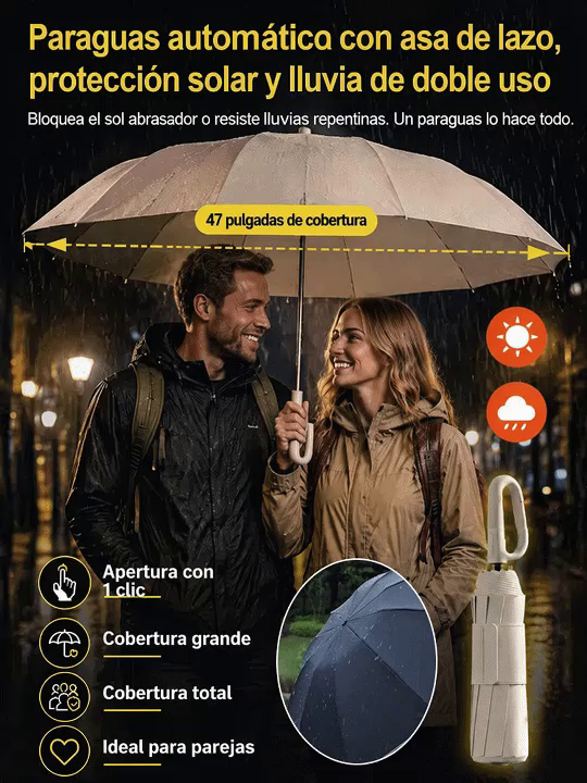 Paraguas Invertido Automático | Antiviento, Protección UV y Mango Manos Libres