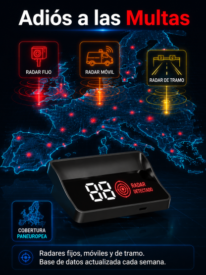 HUD Inteligente para Coche con Alerta de Radares - Instalación USB (50% Dto.)