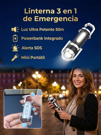 👍Mini Linterna Llavero Ultra Potente con Batería de Emergencia