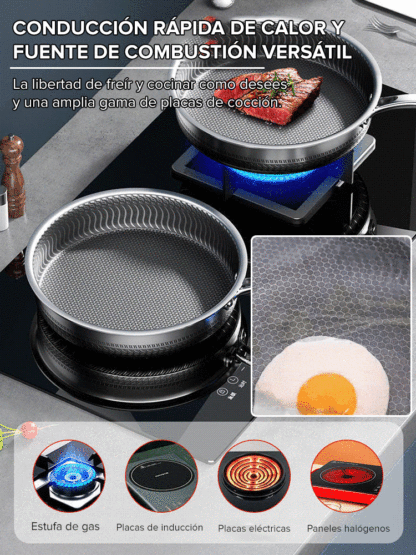 Sartén de acero inoxidable para freír huevos y bistecs