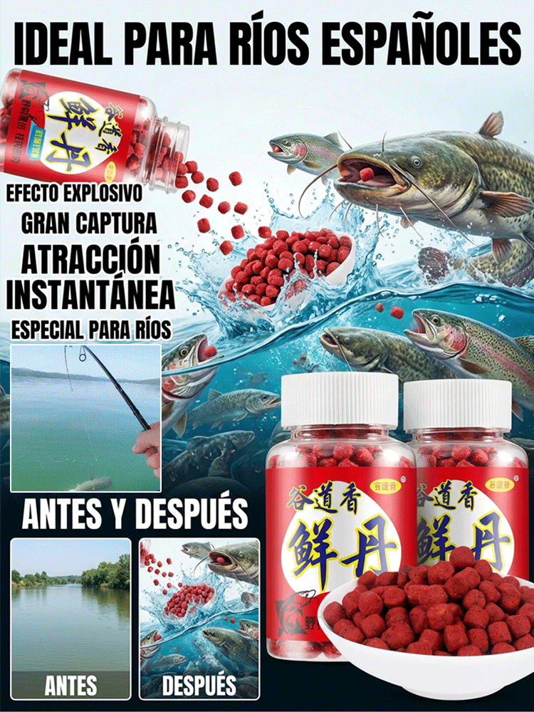 【En unos segundos un pez】Cebo para peces en gránulos de proteína animal fresca para personas perezos