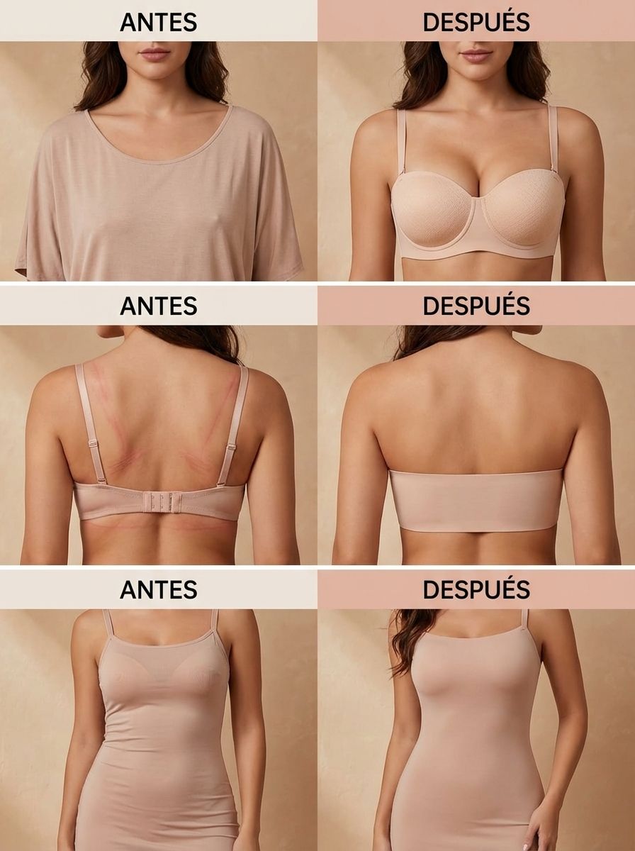 【Difícil de quitar】Sujetador sin tirantes para mujer con efecto push-up