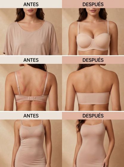 【Difícil de quitar】Sujetador sin tirantes para mujer con efecto push-up