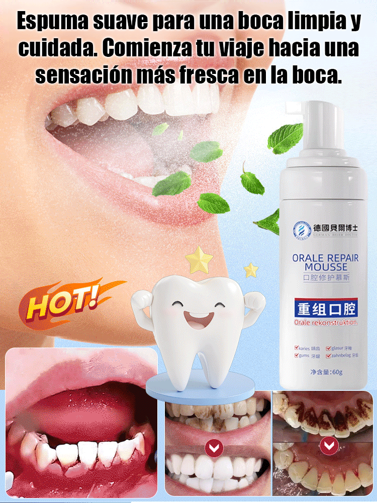 Espuma reparadora oral de grado médico recombinante