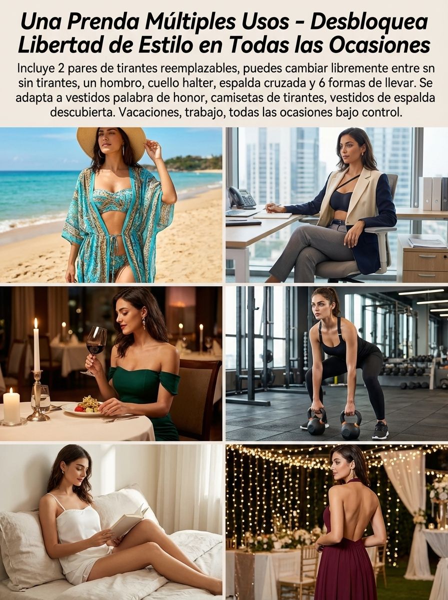 【Difícil de quitar】Sujetador sin tirantes para mujer con efecto push-up