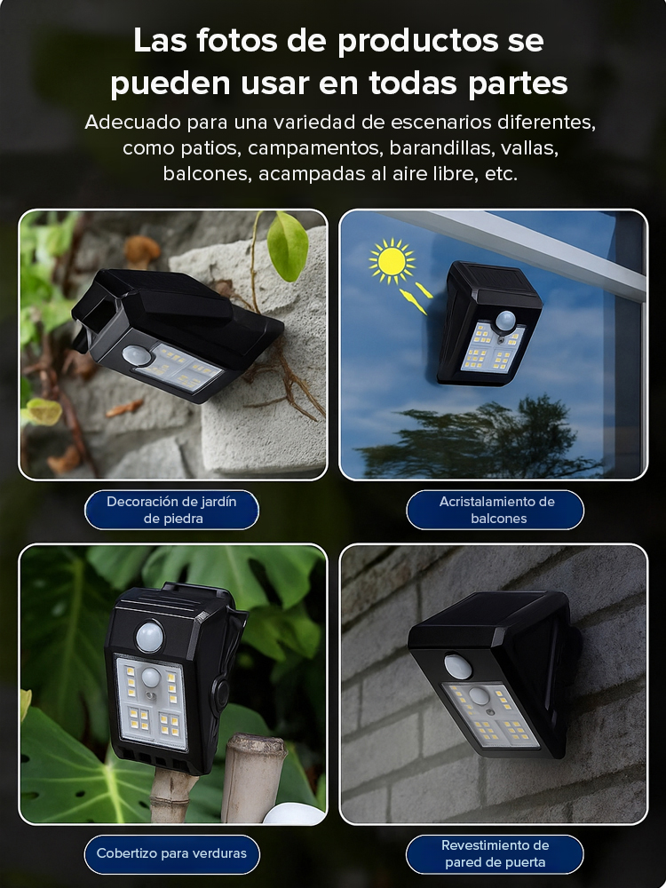 Luz solar inteligente con clip y sensor de movimiento