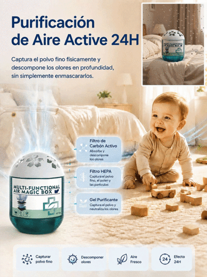 👍Purificador Mágico de Aire en Gel (Pack Ahorro) - Neutralizador Activo Anti-Polvo, Moho y Mascotas Sin Electricidad