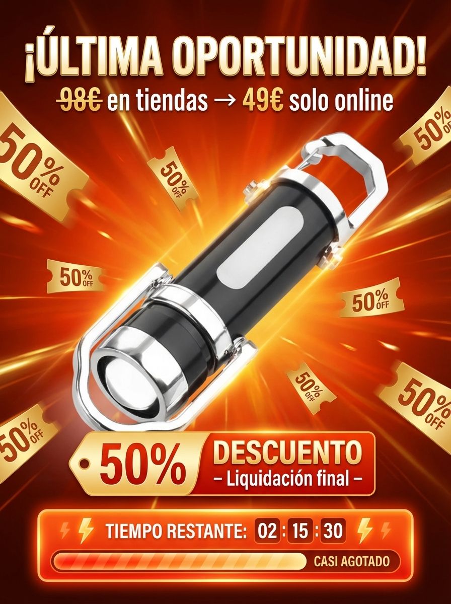 👍Mini Linterna Llavero Ultra Potente con Batería de Emergencia