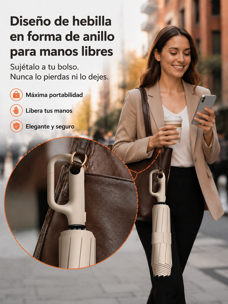 Paraguas Invertido Automático | Antiviento, Protección UV y Mango Manos Libres