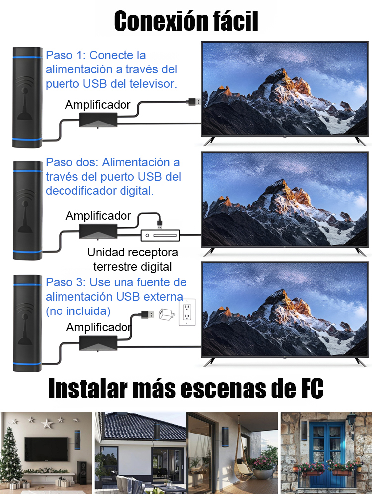 Antena de televisión digital en ultra alta definición 4K
