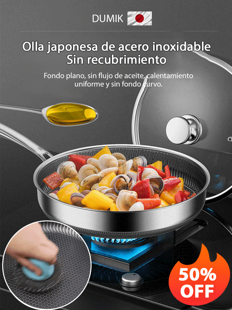 Sartén de acero inoxidable para freír huevos y bistecs