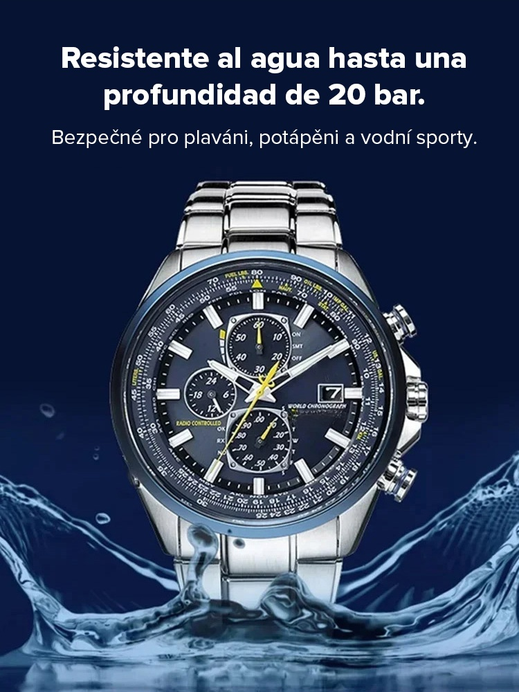 Reloj de Aviador Militar Solar para Hombre – Cristal de Zafiro y Sumergible 20 Bar