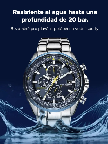 Reloj de Aviador Militar Solar para Hombre – Cristal de Zafiro y Sumergible 20 Bar