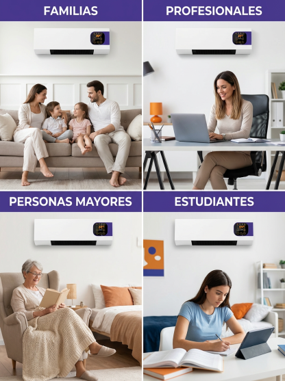 Aire acondicionado de pared con función de calefacción y refrigeración.