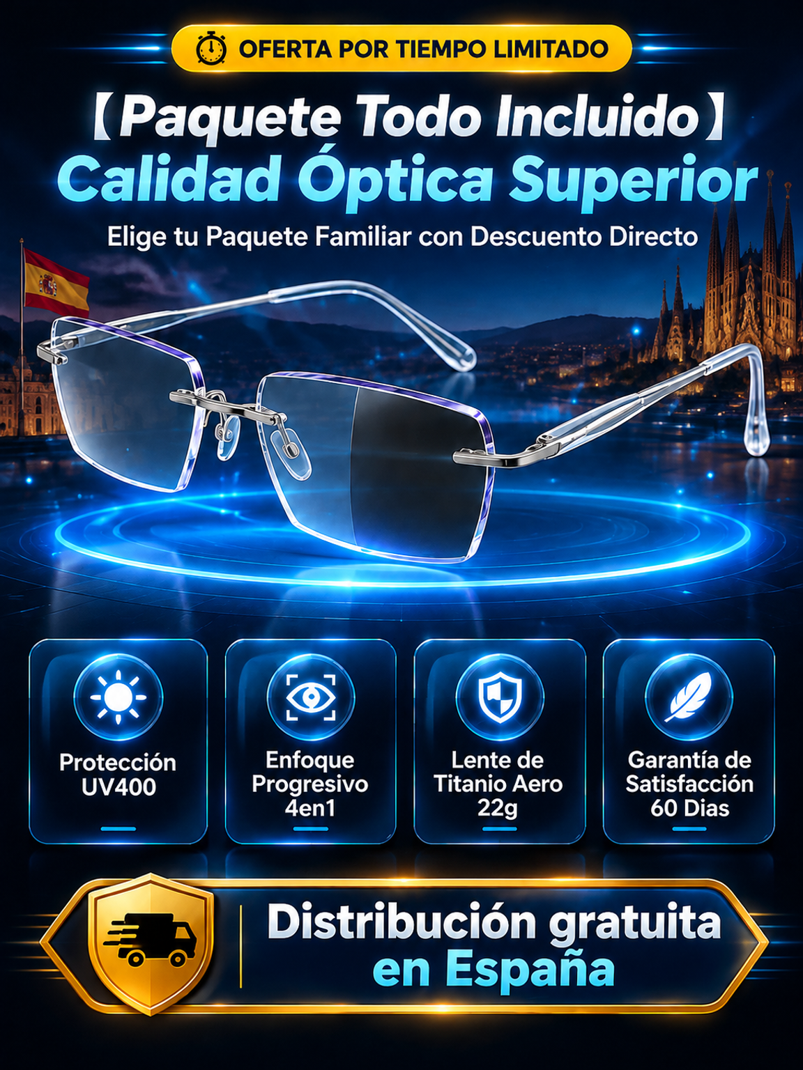 🔥👍Gafas Progresivas Fotocromáticas 3 en 1 Ultraligeras 22g– Enfoque Automático Cerca y Lejos De Lectura a Gafas de Sol al Instante
