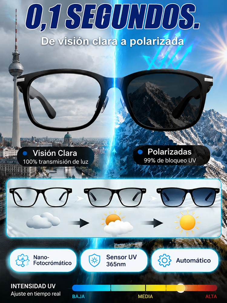 Gafas Inteligentes 4 en 1 | Enfoque Automático y Traductor IA en Tiempo Real