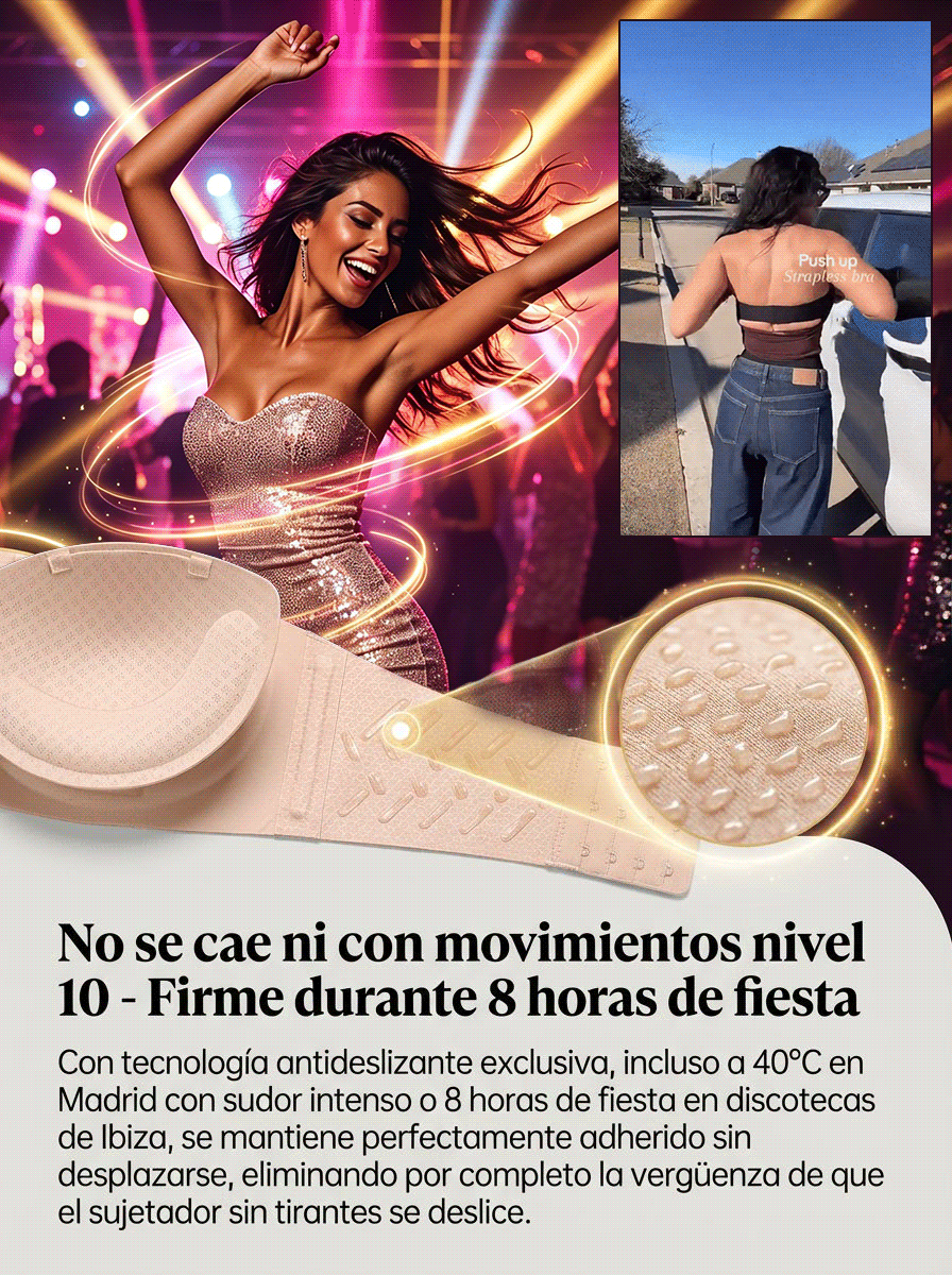 【Difícil de quitar】Sujetador sin tirantes para mujer con efecto push-up