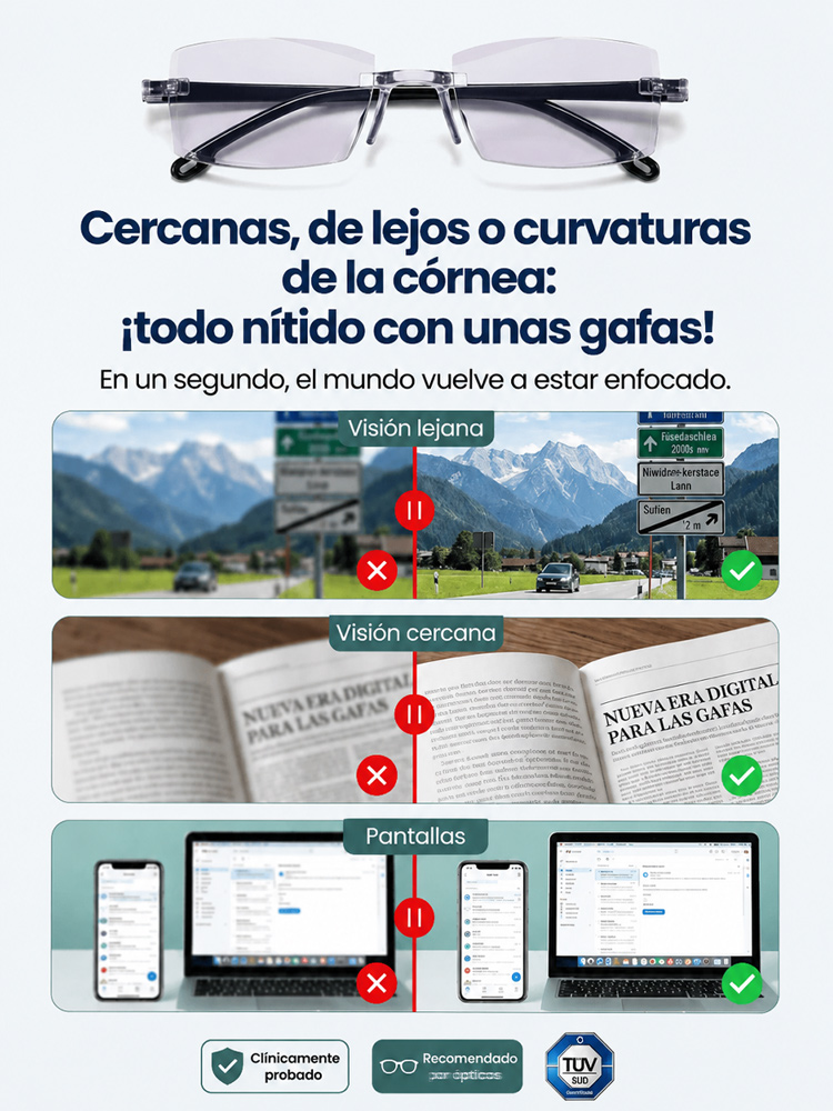 [Tecnología Alemana] Gafas de Lectura Inteligentes HD | Autofoco Continuo para Cerca y Lejos