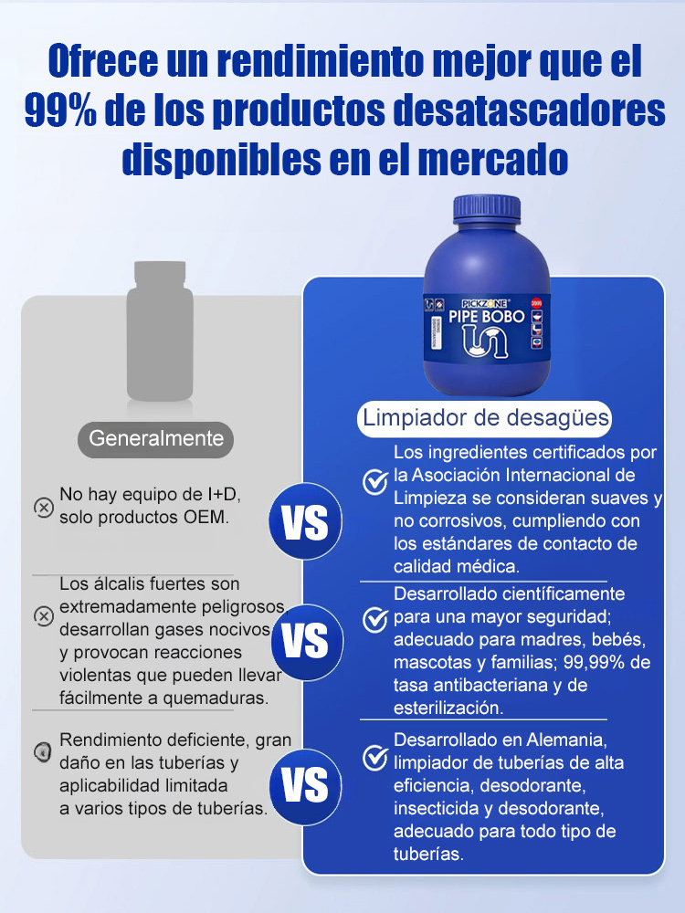 Agente desatascador de tuberías potente
