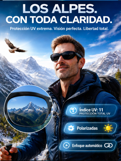 Gafas Inteligentes 4 en 1 | Enfoque Automático y Traductor IA en Tiempo Real