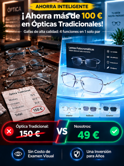 🔥👍Gafas Progresivas Fotocromáticas 3 en 1 Ultraligeras 22g– Enfoque Automático Cerca y Lejos De Lectura a Gafas de Sol al Instante