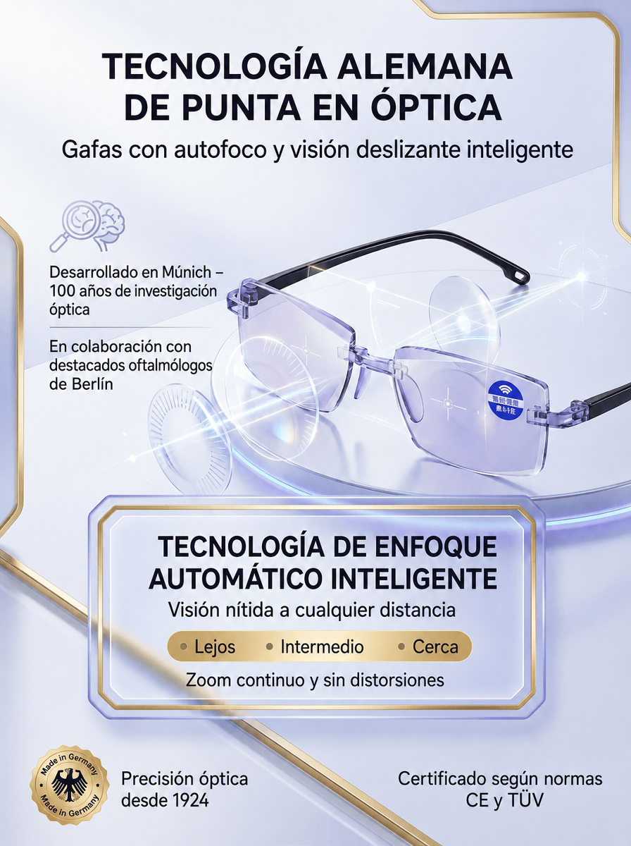[Tecnología Alemana] Gafas de Lectura Inteligentes HD | Autofoco Continuo para Cerca y Lejos