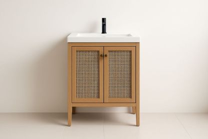 Meuble de salle de bain en bois avec lavabo céramique 80x60x45 cm