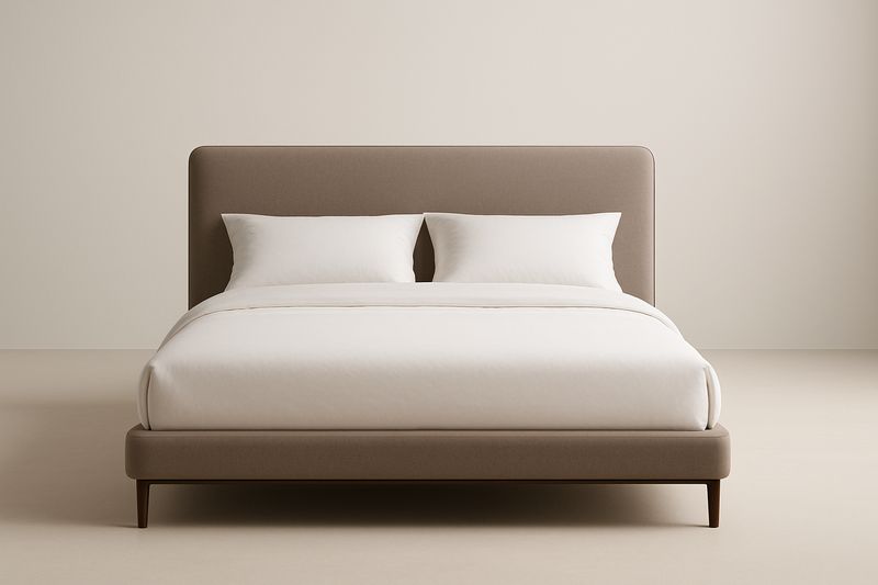 Lit double en tissu polyester 200x160×100 cm Beige