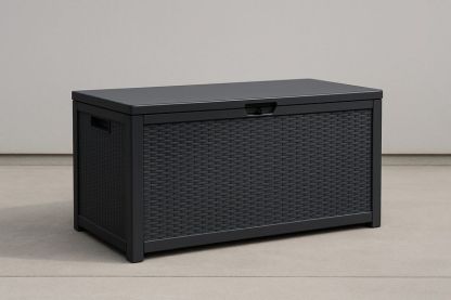 Coffre de rangement en plastique tressé noir