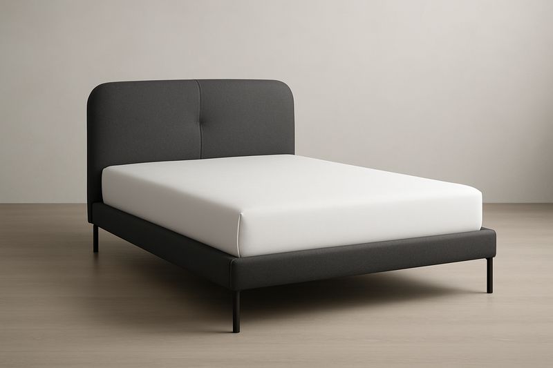 Lit double en tissu polyester gris 140x200×100 cm