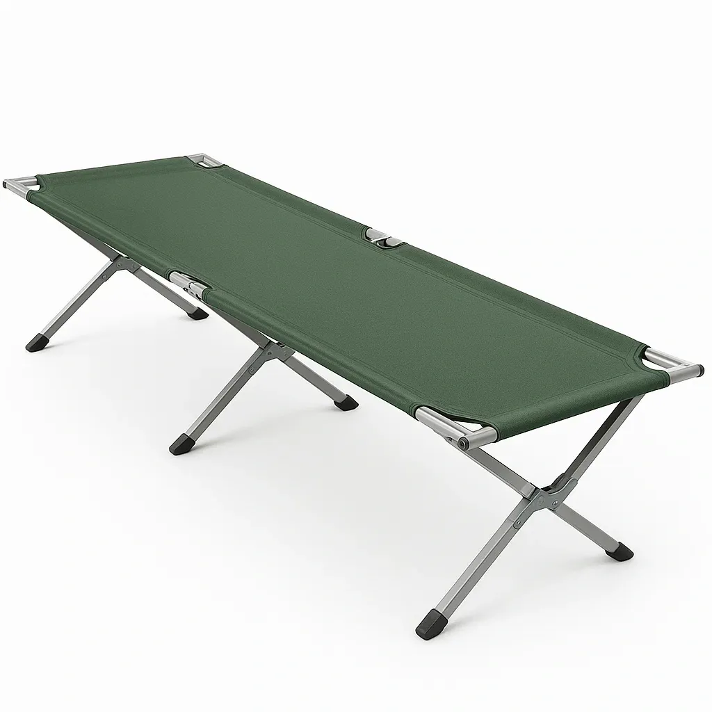 Lit de camping pliable aluminium et polyester vert
