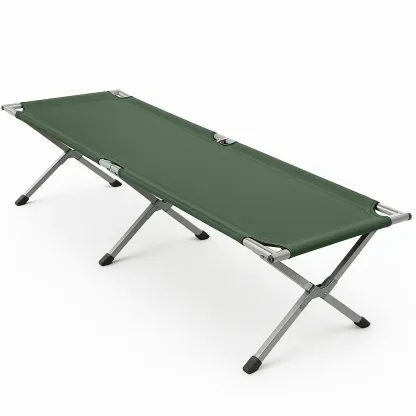 Lit de camping pliable aluminium et polyester vert