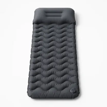 Lit de camping gonflable en PVC noir avec oreiller intégré