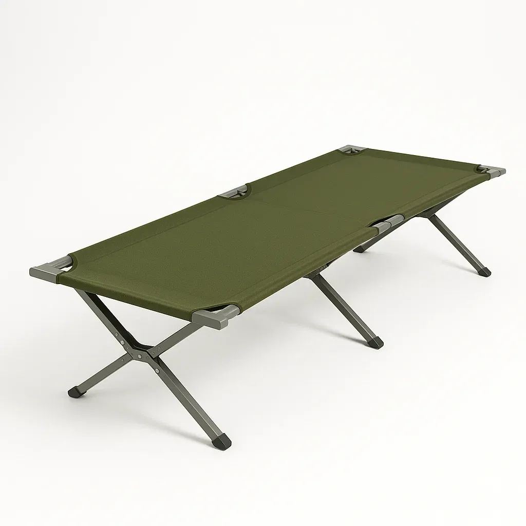 Lit de camping en métal vert pliable 190x65 cm
