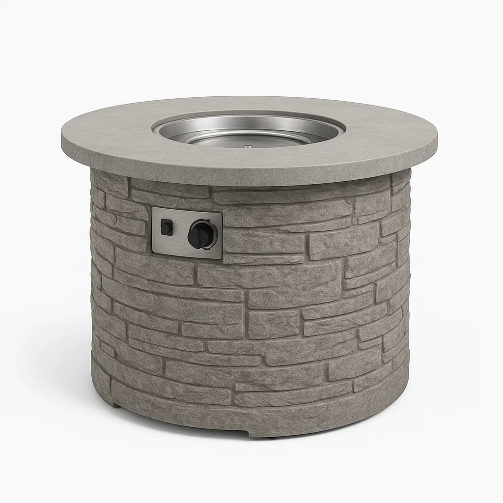 Brasero en acier inoxydable imitation pierre gris