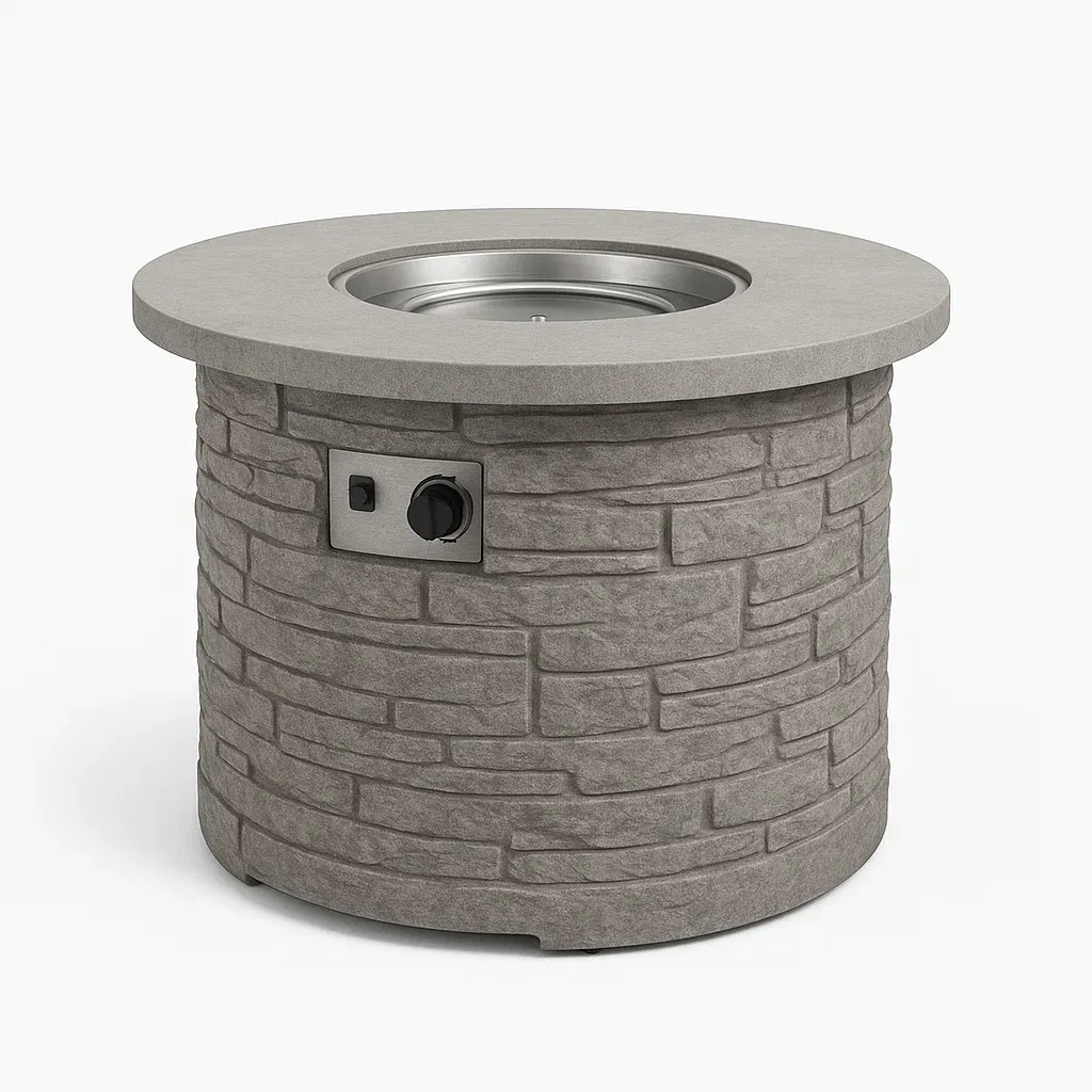 Brasero en acier inoxydable imitation pierre gris